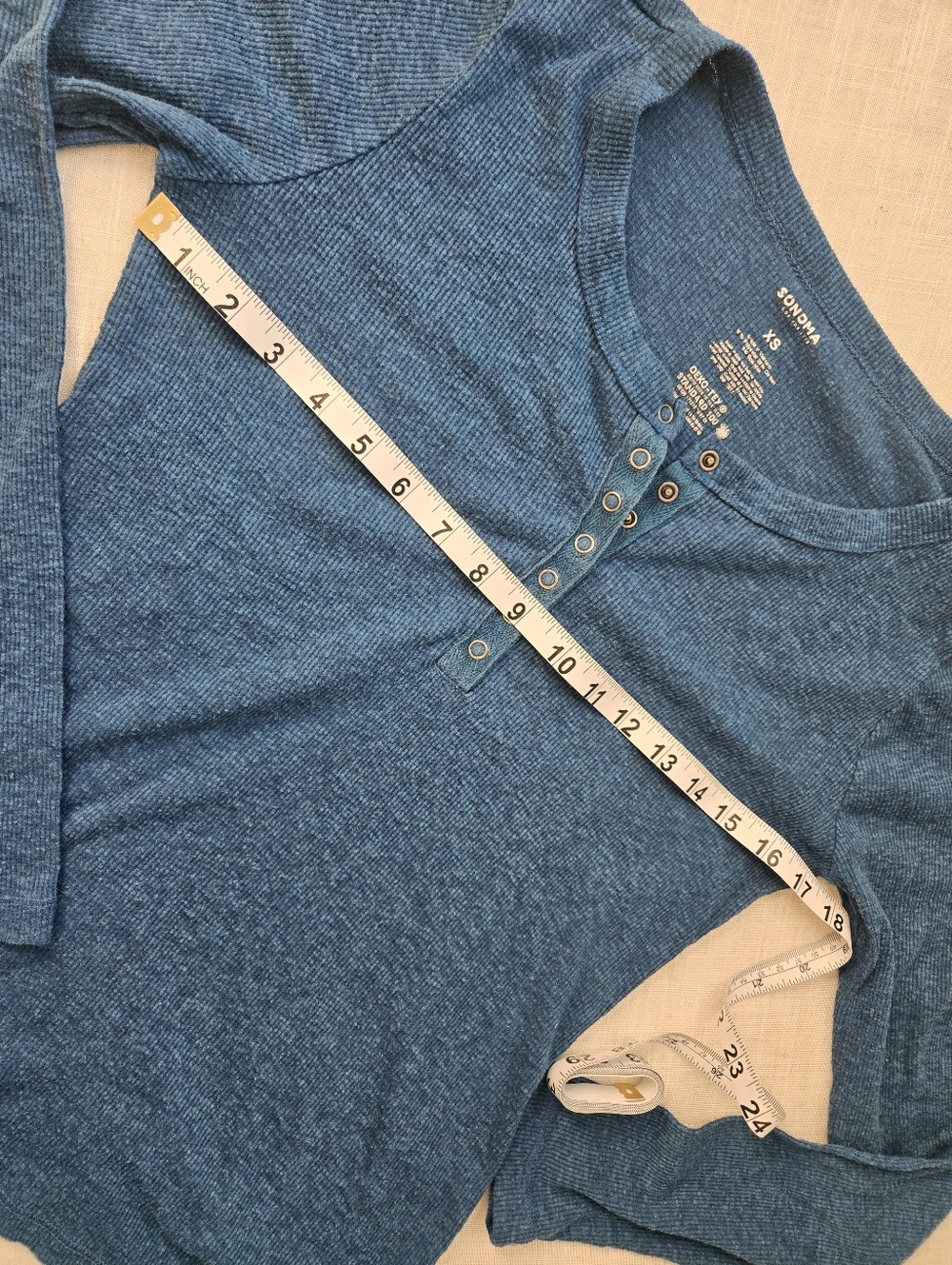 Sonoma Life & Style Women's Long Sleeve 3/4 Ribbed Tee in Blue Size XS - Picture 8 of 9